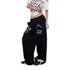 Pantalones de chándal unisex de diseño retro americano transfronterizo, marca de moda, estampado de letras, pierna ancha holgada, deportivos casuales, largos