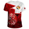 Camiseta Tonga da Moda Masculina Verão Casual Estampa 3D Camiseta Polinésia Gola Redonda Manga Curta Top Street Largo