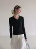 Suéter de Punto Jacquard de Manga Larga Estilo Coreano para Mujer, Corte Ajustado, Diseño Único, Top de Moda para Principios de Otoño