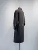 Abrigo de lana cachemira de doble cara, corte recto, manga raglán, solapa grande, doble botonadura, suave y con caída, abrigo delgado elegante