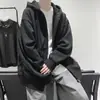 Sudadera con capucha y cremallera de gran tamaño, holgada, versátil, para estudiantes, con forro de forro polar, engrosada, estilo nuevo para otoño e invierno de hombre