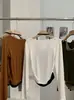 Camiseta de Manga Larga con Cuello Halter Ajustada para Mujer KEKEZOON Otoño Moda Diseño de Bloques de Color 9034