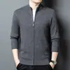 Nueva chaqueta-suéter 100% lana para otoño e invierno, cárdigan de punto liso, suéter de lana cálido grueso de lana pura para hombre