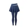 Conjunto Deportivo de Bloques de Color de Alto Valor para Mujer, Top de Manga Larga Ajustado de Cuello Redondo, Pantalones de Falda Plisada, Conjunto de Yoga y Fitness Sensation de Piel Desnuda
