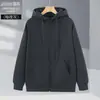 Moletom com Capuz e Zíper de Algodão Cor Sólida Versátil Casual Confortável Moda Masculina e Feminina Solto Confortável Estampado