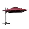 Guarda-sol Cantiléver Roma 3M Duplo Topo Giratório 360 Graus Guarda-sol de Pátio com Base Cruzada Ideal para Quintal Piscina Jardim Uso Externo