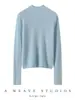 Novo Estilo Outono/Inverno 2025 Suéter de Malha 100% Caxemira Gola Alta Meia Manga Feminino Slim-Fit Suéter Macio de Caxemira