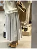 Falda Larga de Rayas Verticales Elegante de Gama Alta para Mujer, Nueva Falda Larga de Verano 2026 Corte A, Adecuada para Figuras de Pera, Falda Berkeley