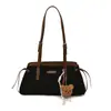 Bolsa Boston Casual de Mão Estilo Coreano para Mulheres 2025 Outono Novo Estilo Cor Contrastante Acessível Luxo Bolsa de Ombro Único Axila