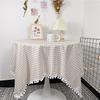 Mantel de encaje con bolas de pelo, venta al por mayor, estilo a cuadros, sencillo, pequeño y fresco, para mesa de centro, escritorio de estudiante, fábrica de manteles