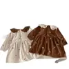 Vestido de Manga Larga de Primavera para Bebés Niñas, Hermoso Vestido Floral con Cuello de Muñeca para Niñas, Nueva Ropa Infantil Estilo Primavera