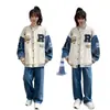 Chaqueta de béisbol de forro polar retro americana para mujer, nueva de otoño e invierno, estilo coreano, versátil, holgada, para estudiante, top de moda