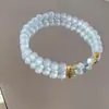 Pulsera Azul Zafiro Marino Hielo Triturado Sal Marina Estilo Hada de Nicho Alto Nivel Pequeña Fresca Elegante Pulsera Versátil para Novia