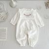 Ropa de bebé Ropa de primavera para niña Mono Bolso elegante Ropa de pedo Ropa de escalada con hassel de manga larga con bordado de encaje para recién nacida