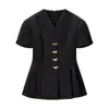 Comercio Exterior 2026 Primavera Nuevo Estilo Europeo y Americano Moda para Mujer Elegante Top de Botones Sencillos Ajustado y Pantalones de Campana