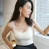 Camisola Quente Feminina Outono e Inverno Novo Estilo com Bojo Forrada em Tecido Terry Fleece Renda Costas Bonitas Sem Mangas Top para Usar por Baixo