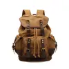 Bolsa de lona encerada de grande capacidade para atividades ao ar livre transfronteiriça, Mochila de caminhada em couro Crazy Horse, Mochila de lona impermeável vintage