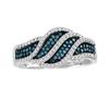Comercio Exterior Noble y Elegante Elegante, Exquisito y de Alta Calidad Anillo para Mujer Hoja de Circonita Azul con Diamantes Completos, Estilo Literario y Retro