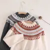 Suéteres de alta calidad de lana 100% pura serie Fair Isle para niños y niñas, tejido grueso de punto para capa base tipo pullover