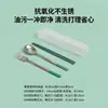 Set de cubiertos de titanio puro, diseñado para uso individual, presenta un mango texturizado antideslizante y viene con un estuche transparente. Es ligero y portátil, lo que lo hace ideal para usar en comedores escolares y fácil de limpiar.