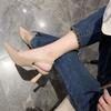 Zapatos Nuevos de Verano 2025 de Estilo Francés de Punta Afilada y Talón Hueco para Mujer, Sandalias de Hebilla de Una Línea para Mujer, Tacones Altos de Moda para Mujer