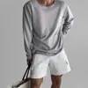 Camiseta de punto ligera y transpirable de manga larga para hombre, para primavera y otoño, con cuello grande, estilo americano, corte casual y holgado, protección solar