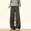 Pantalones de vestir pesados de comercio exterior Melard Pantalones casuales para hombres y mujeres Invierno Forro polar Plisados Estilo Old Money Sueltos Rectos de pierna ancha