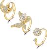 Anillo Giratorio de Mariposa Dorada de Moda y Lujoso con Zircón Juego para Mujer Diseño Personalizado Fabricante de Joyería en Stock Lujo Ligero