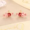 Pendientes de flores silvestres, exquisitos pendientes de circonitas coloridas, pequeños, dulces y versátiles para mujer, venta al por mayor.