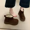 Botas de Nieve de Caña Alta con Suela Gruesa de Moda para Mujer 2026 Botines Cortos Gruesos con Forro de Terciopelo