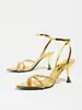 Zapatos de tacón alto de punta personalizados para mujer, mules de PVC con correa única totalmente incrustados de pedrería, elegantes y versátiles, para primavera, verano, discoteca, fiesta