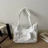 2026 nueva bolsa de lona de moda estilo coreano con lunares, bolso de mano, bolso tote con lazo, bolso de hombro para la oficina, moderno