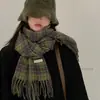 Bufanda a Cuadros Atmosférica JK para Mujer, Otoño e Invierno Engrosada Cálida Versátil Estilo Coreano Estudiante Subcultura Calentador de Cuello para Pareja