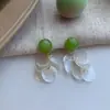 Aretes Verde Aguacate para Mujer, Aretes de Concha Dulces y Frescos de Verano, Aretes Largos Atmosféricos y Delicados