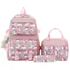 Suministro Transfronterizo Mochila Linda con Estampado de Niña Bolsa de Almuerzo con Aislamiento Térmico Juego de Tres Piezas Estudiante Gran Capacidad Mochila Escolar de Dibujos Animados