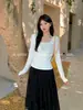 Xiu Xixi Treze Linhas 2026 Primavera Novo Estilo Coreano Elegante Slim Fit Manga Longa Top 89653