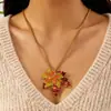 Set de Collar y Pendientes de Hoja de Arce con Goteo de Aceite Transfronterizo Europeo y Americano para Mujer, Cadena Versátil para Suéter Pendientes con Colgante de Hoja de Aleación