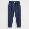 Pantalones Largos Holgados Versátiles de Lino Finos Transpirables Pierna Recta Seda de Hielo Deportivos Casuales para Hombre Verano Pareja