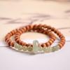 Qingshan Dai Jade Natural Hetian Sândalo Anel Corrente Pulseira Círculo Duplo Estilo Nacional Madeira Wen Brincar Pulseira de Contas de Buda Este Ano de Vida