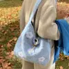 Bolso de Hombro Nuevo de Felpa Bordado con Flores para Otoño e Invierno, Bolso Tote Dulce de Nicho, Bolso Versátil Coreano para el Trabajo, Bolso de Axila