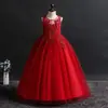 Vestido de Show para Menina Vestido Longo de Princesa Roupa para Apresentação de Piano Vestido Longo de Renda Infantil Grande Vestido de Casamento