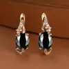 Desea Pendientes Ovales de Aguamarina, Diamante, Circonita, Chapados en Oro Champagne, Pendientes Personalizados para Mujer