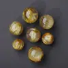 Cuentas sueltas de cuarzo rutilado dorado natural 7A, pulsera de una sola cuenta de cuarzo rutilado para hombres y mujeres, accesorios de cuentas DIY para collares y joyería
