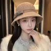 Sombrero de Pescador de Felpa de Pelo de Conejo para Mujer, Estilo Coreano Versátil de Alta Gama para Otoño e Invierno, Sombrero de Cubo para Circunferencia de Cabeza Grande, Sombrero de Cubo de Invierno