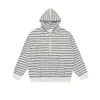 Ropa Vintage Yidao Otoño 2026 Nuevo Estilo Retro Japonés Holgado con Bloques de Color y Rayas Sudadera Pulóver con Capucha y Media Cremallera para Hombre