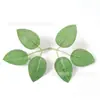Planta Artificial Verde Folhas de Rosa Seis Folhas Planta de Plástico Verde DIY Feito à Mão Parede de Flores de Fundo Arranjo de Flores Casamento