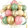 Paquete de Globos Yehua de 12 pulgadas Rosa-Verde-Blanco Dorado Vintage Empaquetado al Vacío Transfronterizo Decoraciones Mixtas para Fiesta de Boda Cumpleaños
