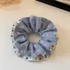 Goma para el pelo Fresca y Sencilla Azul y Blanca con Estampado Floral de Lunares para Mujer, Elástico de Alta Elasticidad Doble Capa para Ceñir la Cintura, Banda Elástica para el Cabello Duradera