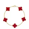 Pulsera de Trébol de Cuatro Hojas y Cinco Flores CNC Oro V Delgado Flor Nueva Edición Artesanía Fina Cadena Gruesa de Nueve Secciones Pulsera de Trébol de Cuatro Hojas de Nácar Blanco Natural