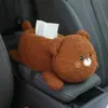 Bonita caja de pañuelos para coche con reposabrazos, creativa caja de pañuelos con dibujos animados para colgar, suministros de decoración para coche para mujeres